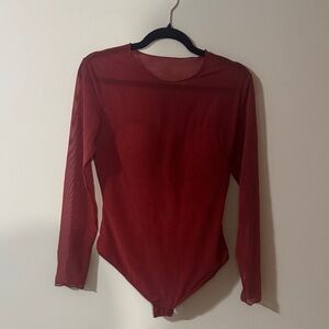 Elegant Long Sleeve Red Bodysuit